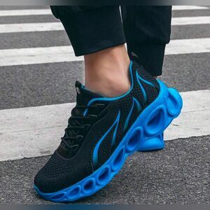 Softsfeel Black Blue Athletic Running Sneakers Shoes honeycomb sole Men's 44/ 11